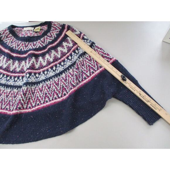 Sleeping on Snow Sweater Womens XS Small Midland Fair Isle Poncho Pullover Wool - Picture 6 of 13
